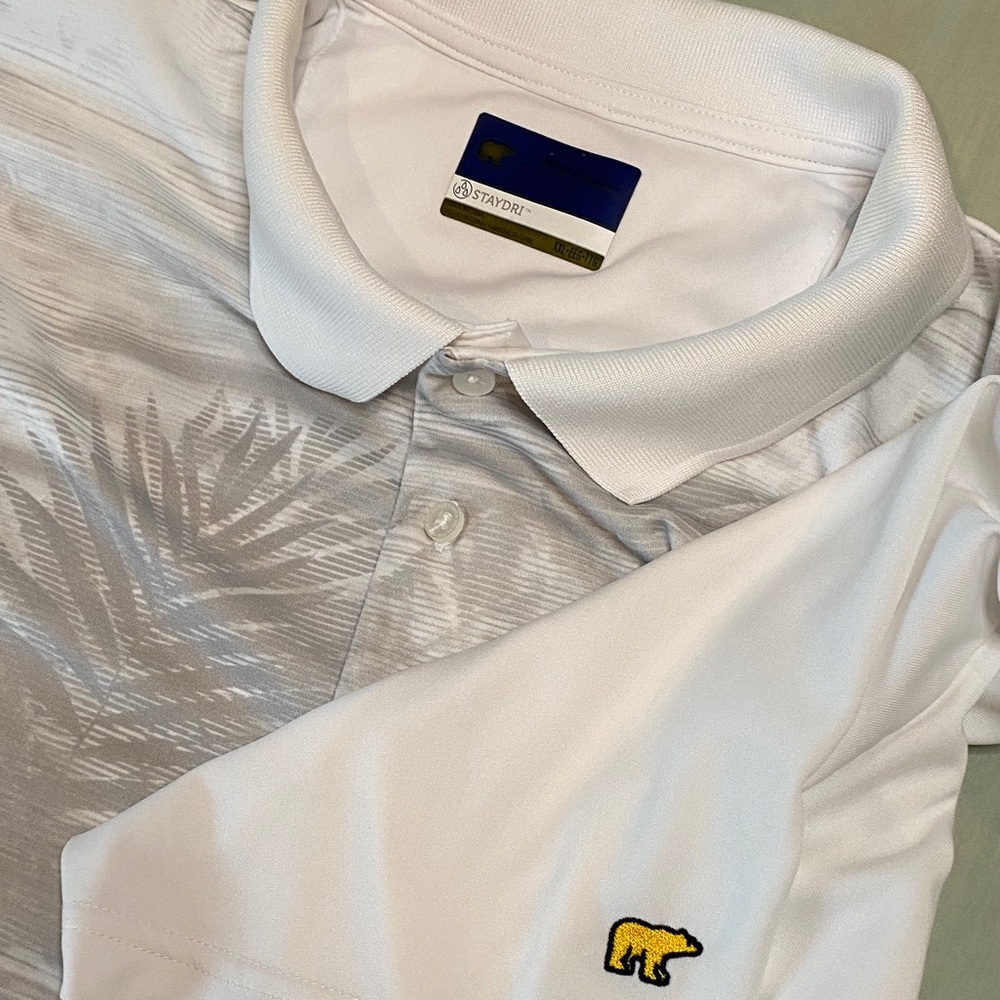 Men's White and Gray Palm Leaf  Polo Shirt XXL Jack Nicklaus